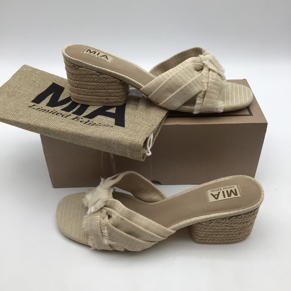 MIA Shoes - MIA Womens Isandra Natural Fabric Espadrille Wedge Slide Sandals Size 11M NEW
